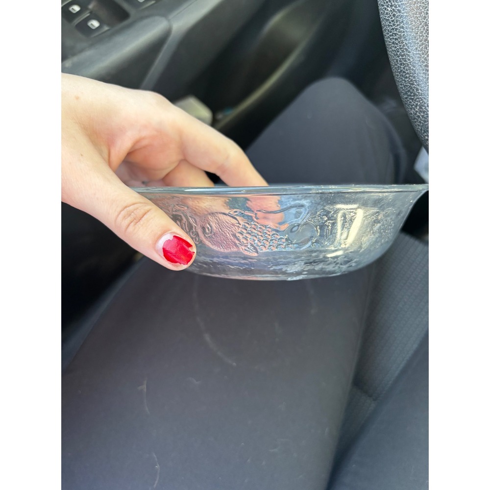 Vintage Clear Glass Embossed Fruit Grape Design Bowl Cottagecore Aesthetic